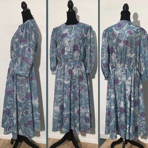 1980s Vintage Paisley Whirlaway Dress